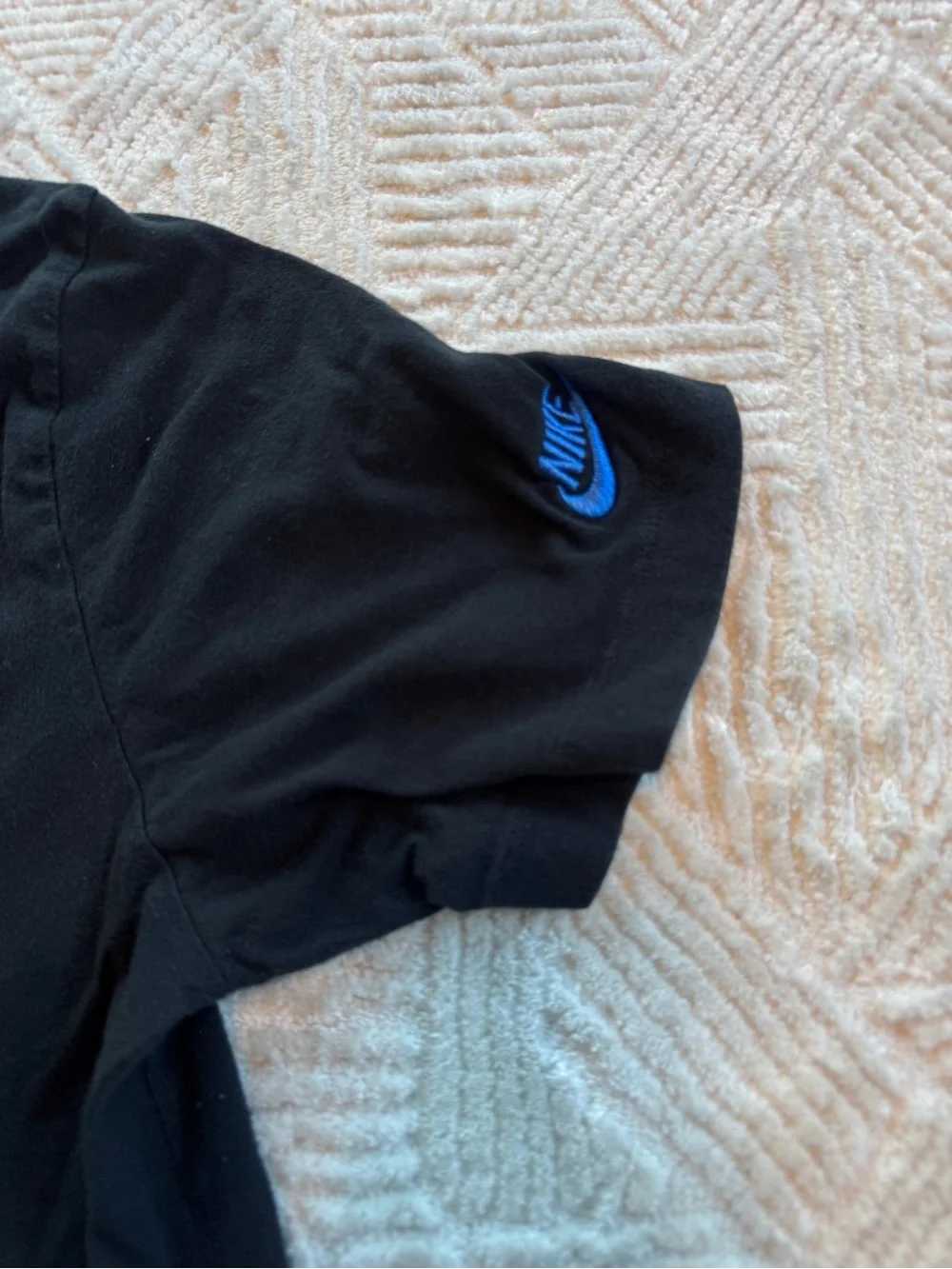 Nike Black Multi-Logo Embroidered Swoosh Tee Shirt Small S